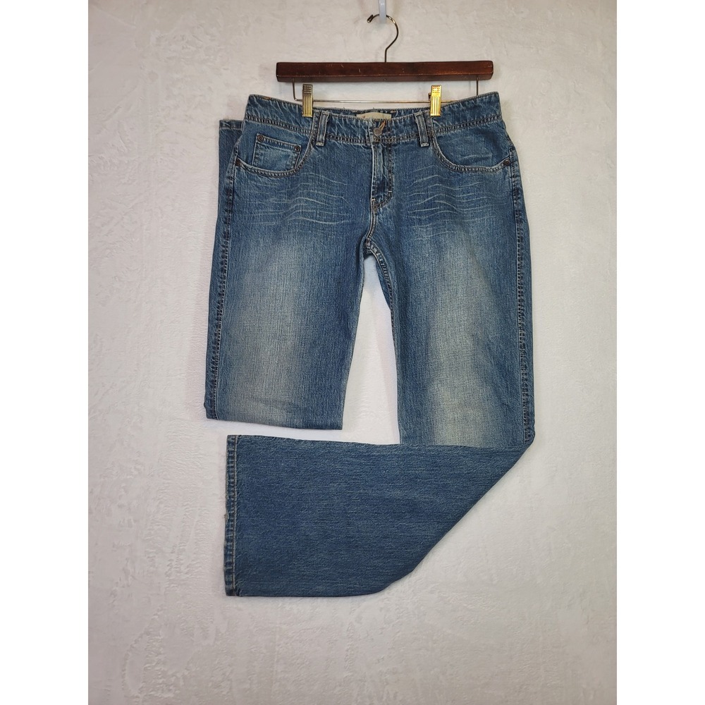 Vintage Y2K Buckle BKE Flare Jeans Festival Low Rise Blue Denim 34x34 Western